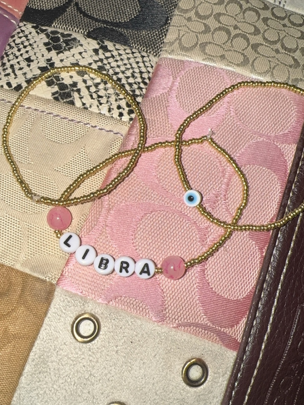🌬️Libra♎️ set of 3 - plain gold - zodiac bracelet- evil eye bracelet for focus